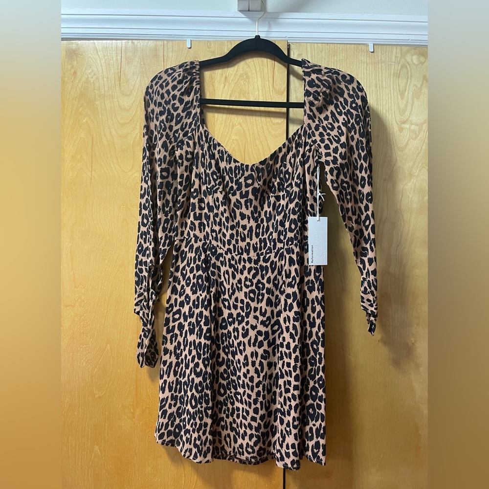 Reformation Beatrice Leopard Mini Dress NWT